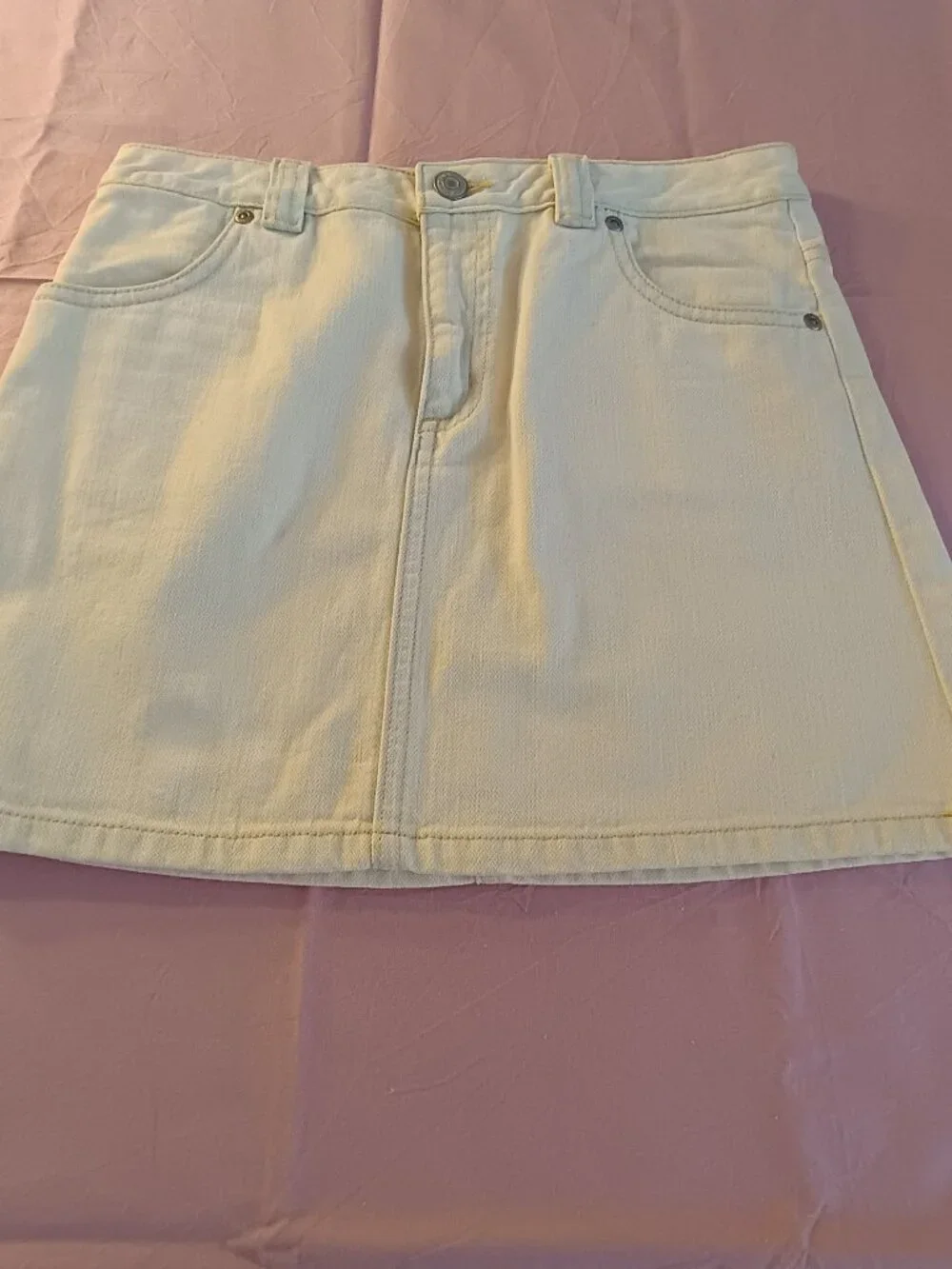 NWOT Old Navy Girl 12 Mini Jean Skirt 100% Denim Cotton 4-Pocket Cream Durable